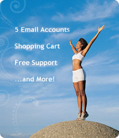 5 email accounts, shopping cart, free support and more included
